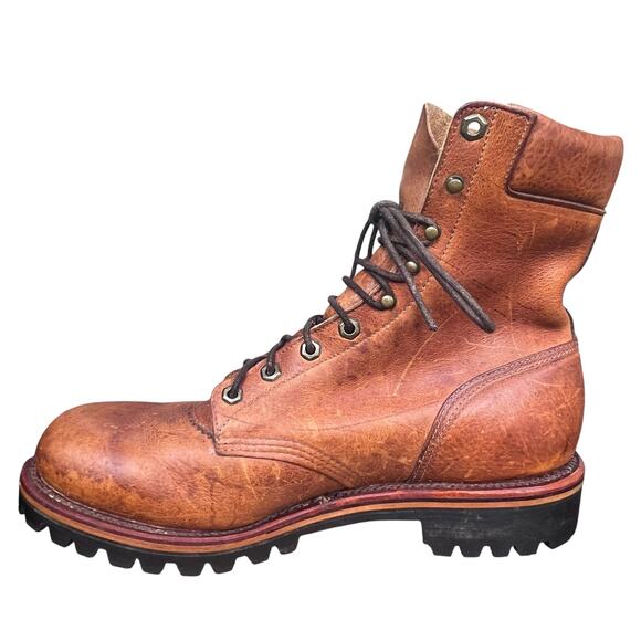 Vintage Chippewa USA Brown Leather Logger Work Boots Size 11.5 D main image 5